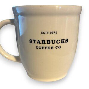 2007 18oz Starbucks Coffee Co Est 1971 Barista Mug Cup Abbey White‎ Ceramic